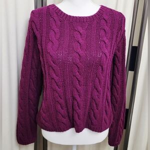Clio Purple Silk & Nylon Cable Knit Purple Sweater | Size Medium